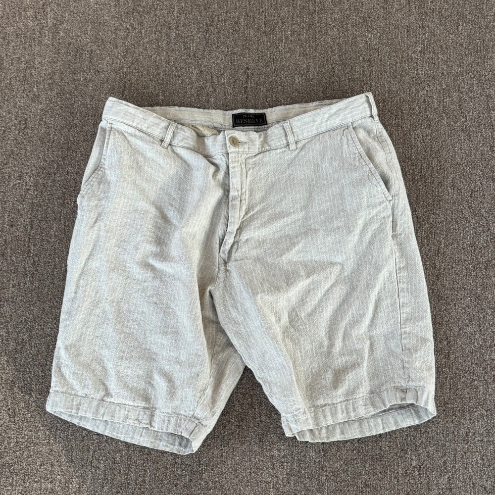 Jos. A. Bank Reserve Mens 38 Linen Cotton Herringbone Shorts Beige Neutral 9"